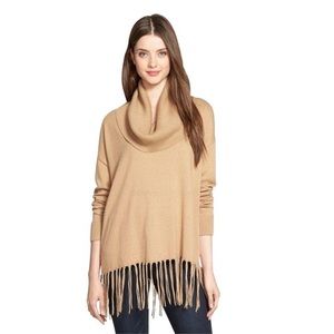 Michael Kors Turtleneck Knotted Fringe Hem Sweater